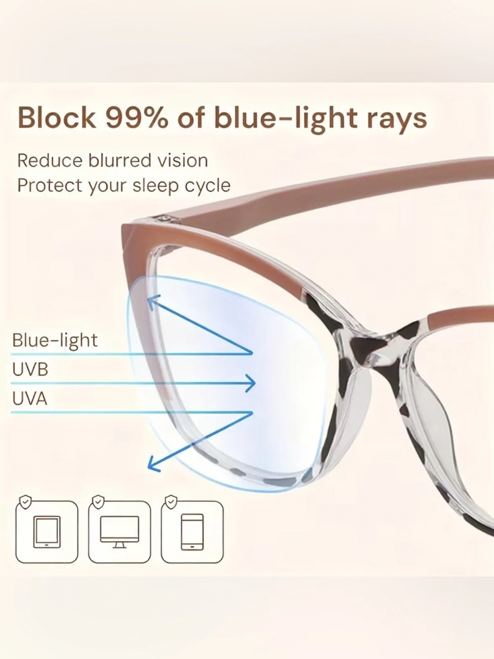 New! Brown Tortoise Shell Gradient Two Toned Blue Light Blocking Unisex Glasses